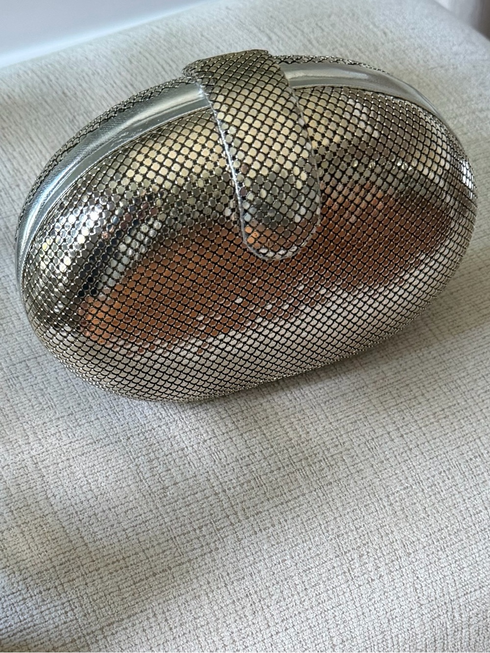 Whiting & Davis Vintage Metallic Egg Clutch - Silver & Gold, Magnetic Snap Close